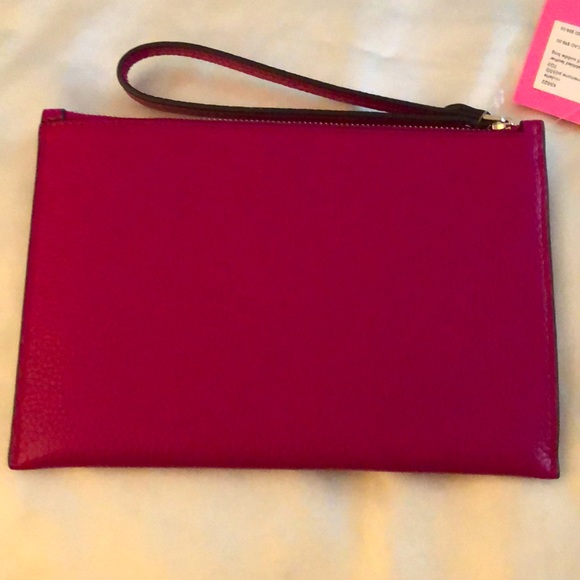 Kate Spade Roulette Pebbled Leather Small Saddle Bag Wristlet Anemone Pink NWT - Picture 8 of 12